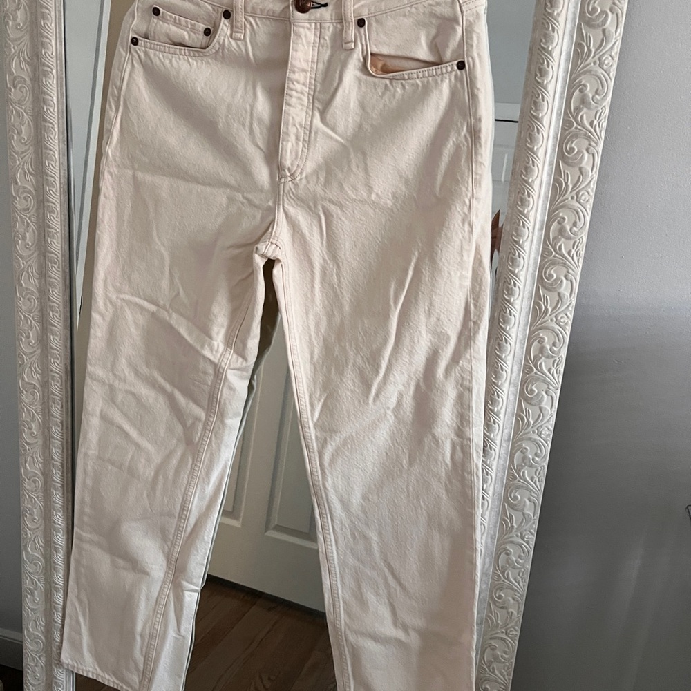 rag & bone Women's Light Cream Straight Leg Jeans
